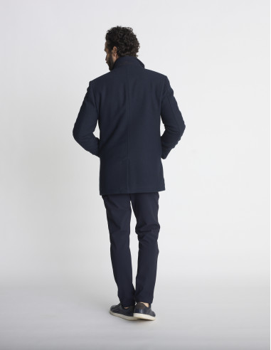 Manteau col montant bleu marine MARNIER
