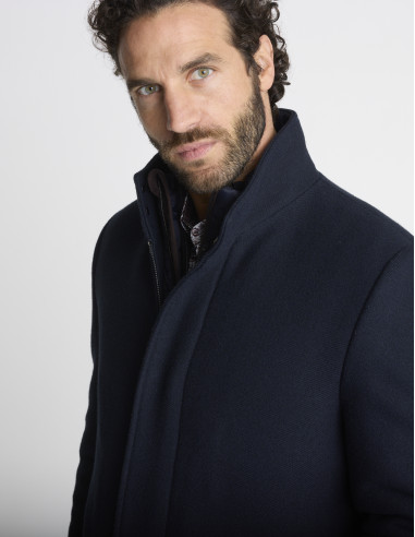 Manteau col montant bleu marine MARNIER