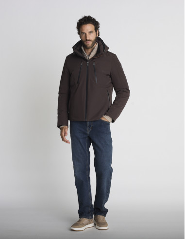 Blouson à capuche marron BOUSSOLE