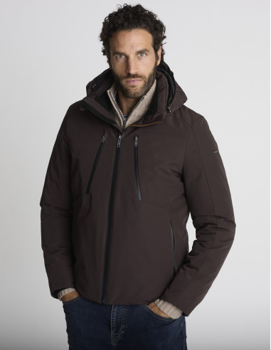 Blouson à capuche marron BOUSSOLE