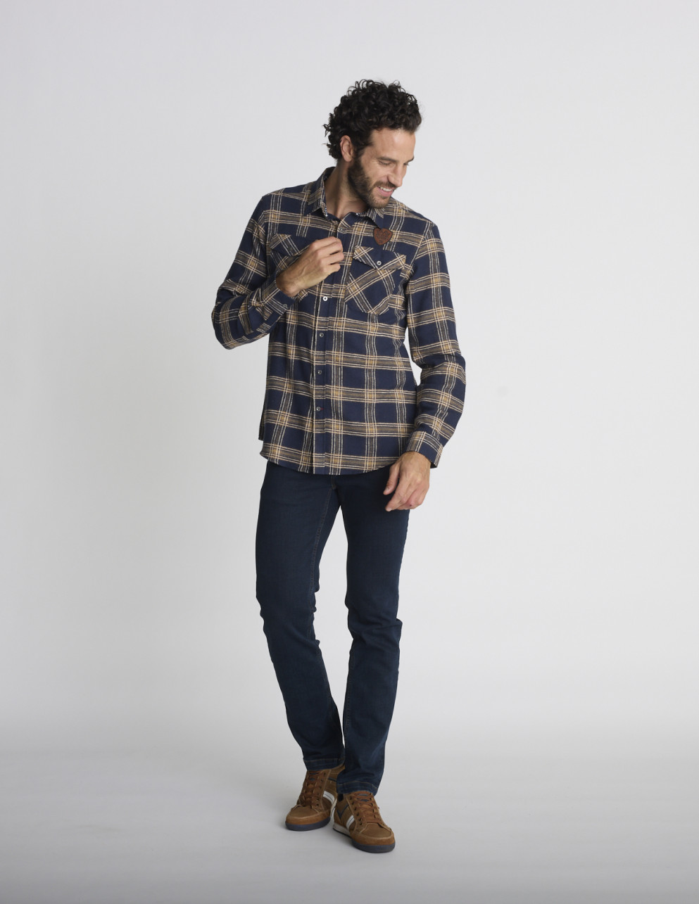 Chemise à carreaux bleu...