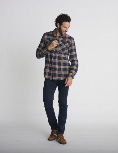 Chemise à carreaux bleu marine CAPTEUR