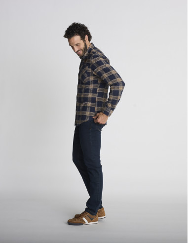 Chemise à carreaux bleu marine CAPTEUR