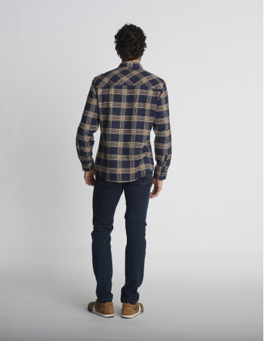 Chemise à carreaux bleu marine CAPTEUR