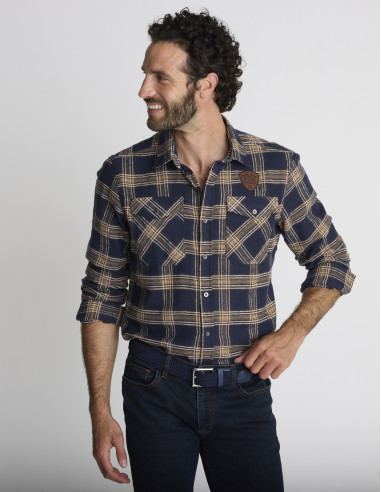 Chemise à carreaux bleu marine CAPTEUR