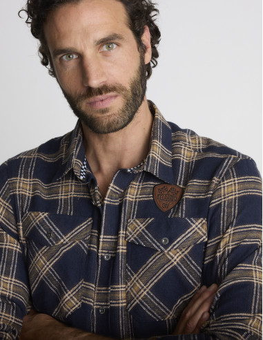 Chemise à carreaux bleu marine CAPTEUR