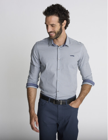 Chemise à micro-motifs bleue CHASSIS