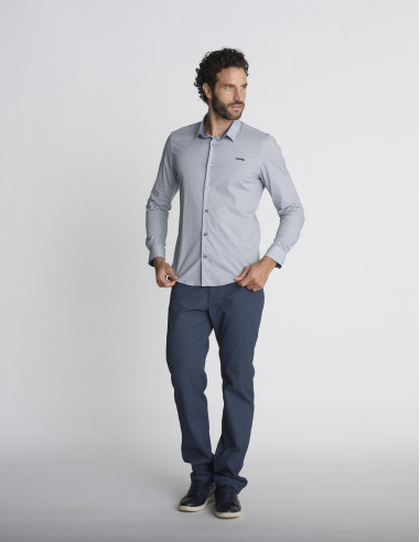 Chemise à micro-motifs bleue CHASSIS