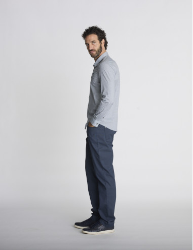 Chemise à micro-motifs bleue CHASSIS
