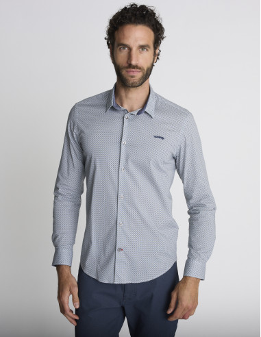 Chemise à micro-motifs bleue CHASSIS