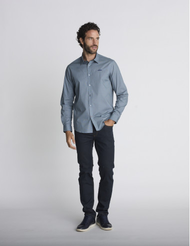 Chemise à micro-motifs bleue CHARPENTE