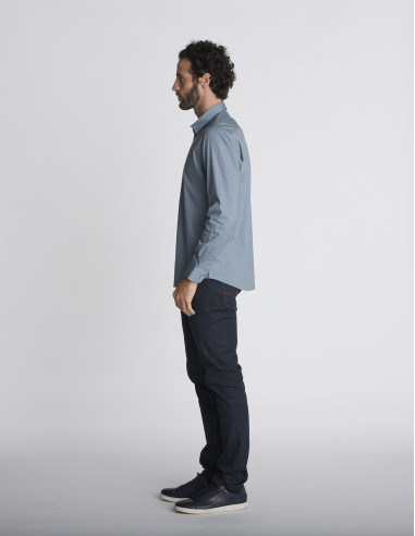 Chemise à micro-motifs bleue CHARPENTE