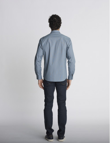 Chemise à micro-motifs bleue CHARPENTE