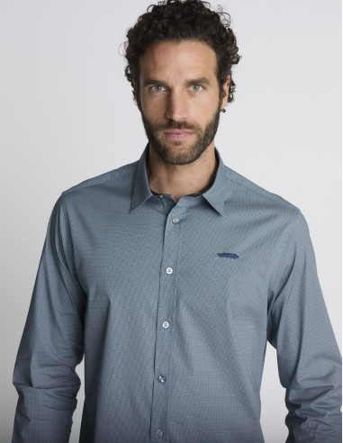 Chemise à micro-motifs bleue CHARPENTE