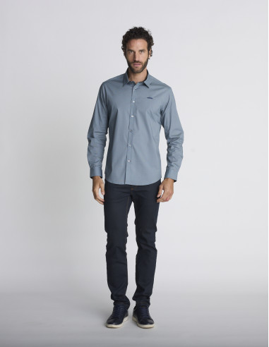 Chemise à micro-motifs bleue CHARPENTE