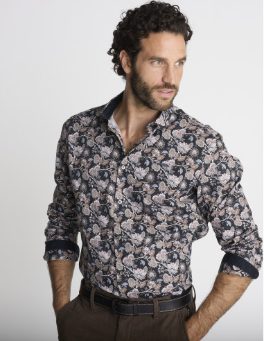 Chemise à imprimé floral noire CIRCUIT