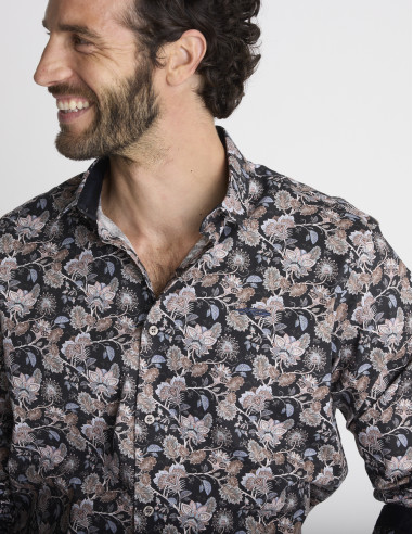 Chemise à imprimé floral noire CIRCUIT