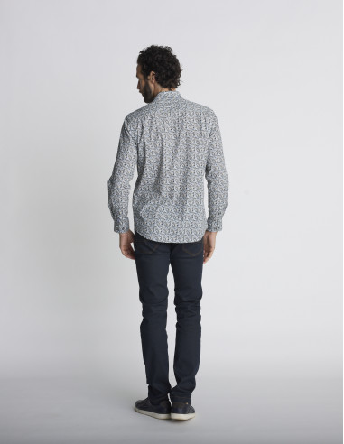 Chemise à imprimé floral bleue...