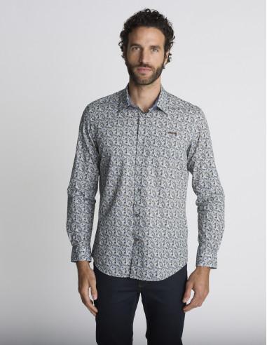 Chemise à imprimé floral bleue...