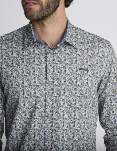 Chemise à imprimé floral bleue...