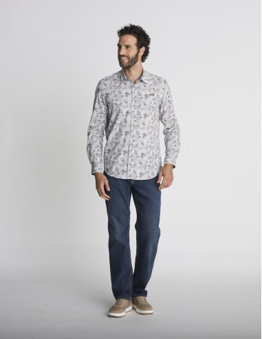 Chemise à imprimé floral marron CLOUTAGE