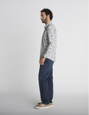 Chemise à imprimé floral marron CLOUTAGE