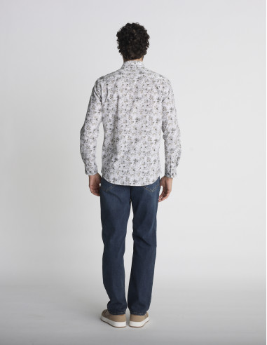 Chemise à imprimé floral marron CLOUTAGE