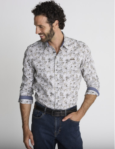 Chemise à imprimé floral marron CLOUTAGE