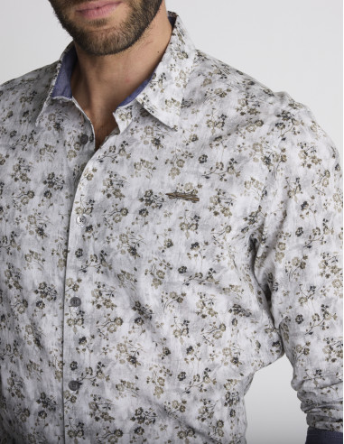 Chemise à imprimé floral marron CLOUTAGE