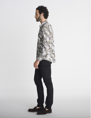 Chemise à imprimé floral verte COLONNE