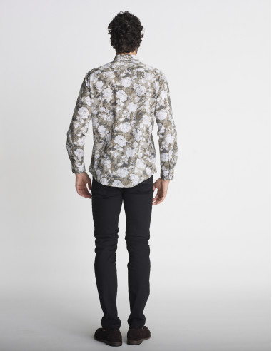 Chemise à imprimé floral verte COLONNE