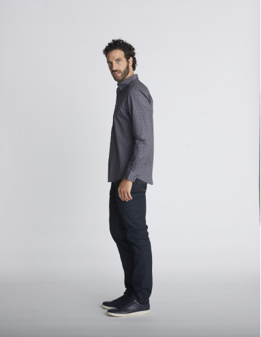 Chemise à micro-motifs bleu marine...