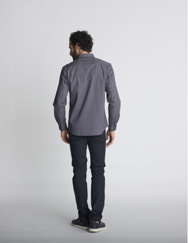 Chemise à micro-motifs bleu marine...