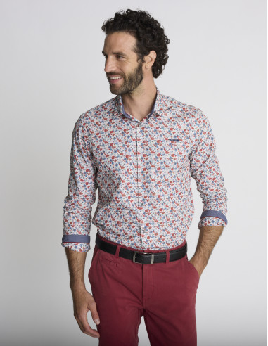 Chemise à imprimé floral blanche...