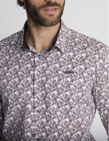 Chemise à motif cachemire blanche CORDE