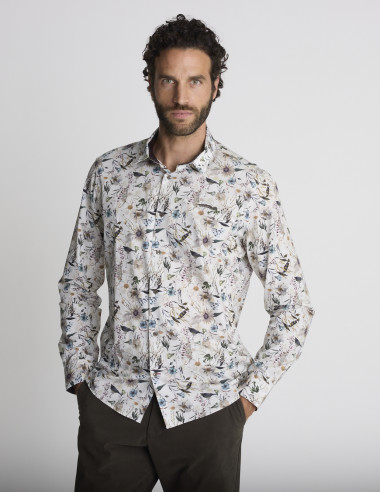 Chemise à imprimé floral blanche...
