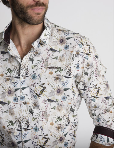 Chemise à imprimé floral blanche...