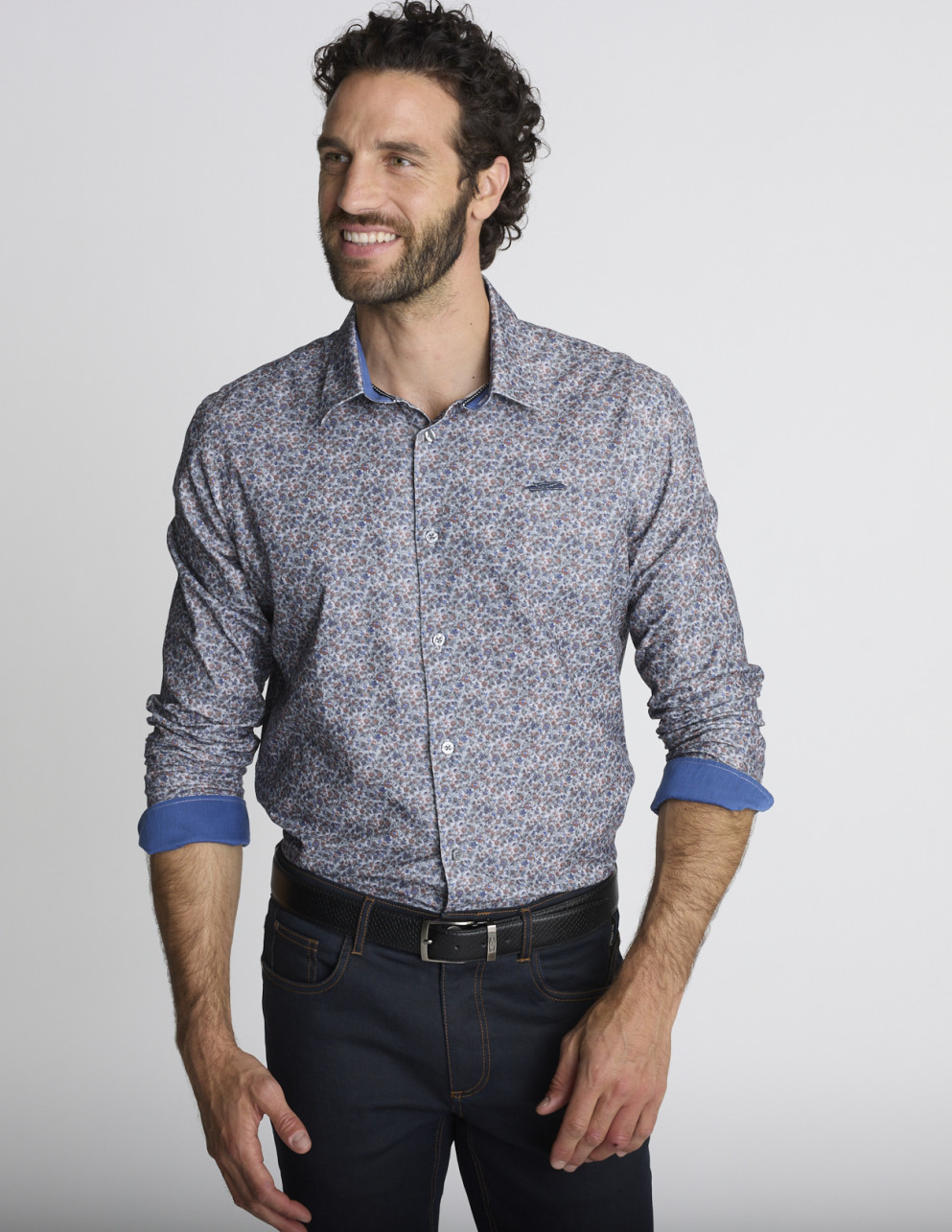Chemise imprimée grise COLLAGE