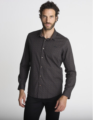 Chemise à micro-motifs marron CLOISON