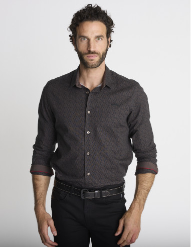 Chemise à micro-motifs marron CLOISON