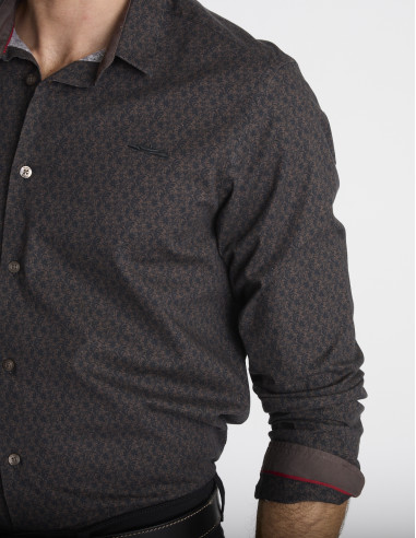 Chemise à micro-motifs marron CLOISON