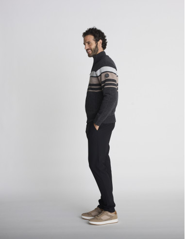 Gilet zippé rayé anthracite GORGES