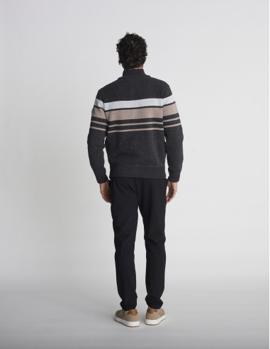 Gilet zippé rayé anthracite GORGES