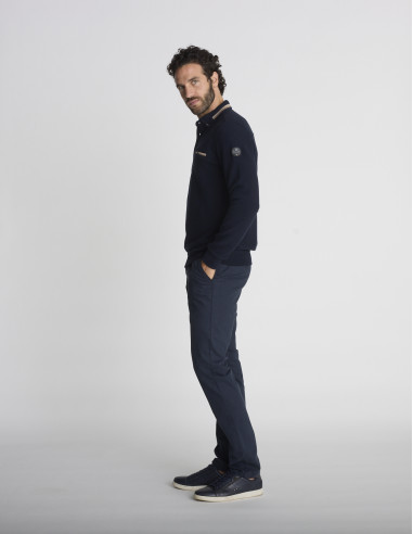 Polo manches longues bleu marine LANDE