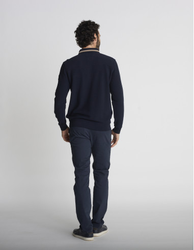 Polo manches longues bleu marine LANDE