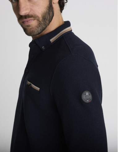 Polo manches longues bleu marine LANDE