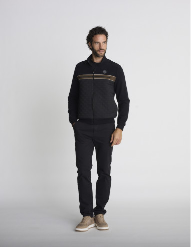 Gilet zippé texturé noir GEOLOGIE
