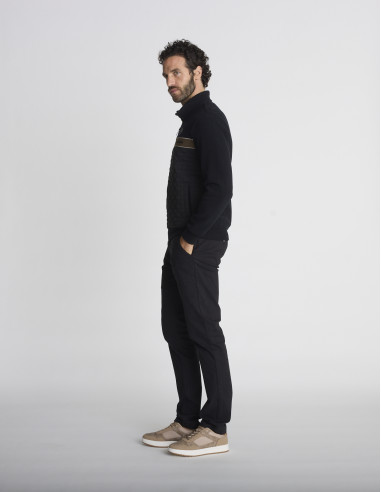 Gilet zippé texturé noir GEOLOGIE