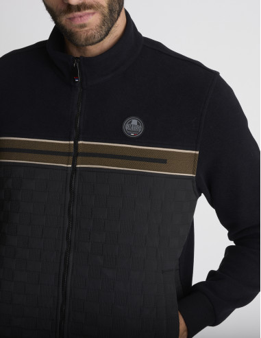 Gilet zippé texturé noir GEOLOGIE
