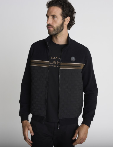 Gilet zippé texturé noir GEOLOGIE